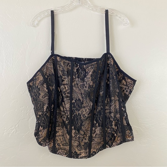 Torrid NWT Size 4X Black & Nude Floral Lace Spaghetti Strap Square Neck Blouse - Picture 1 of 6